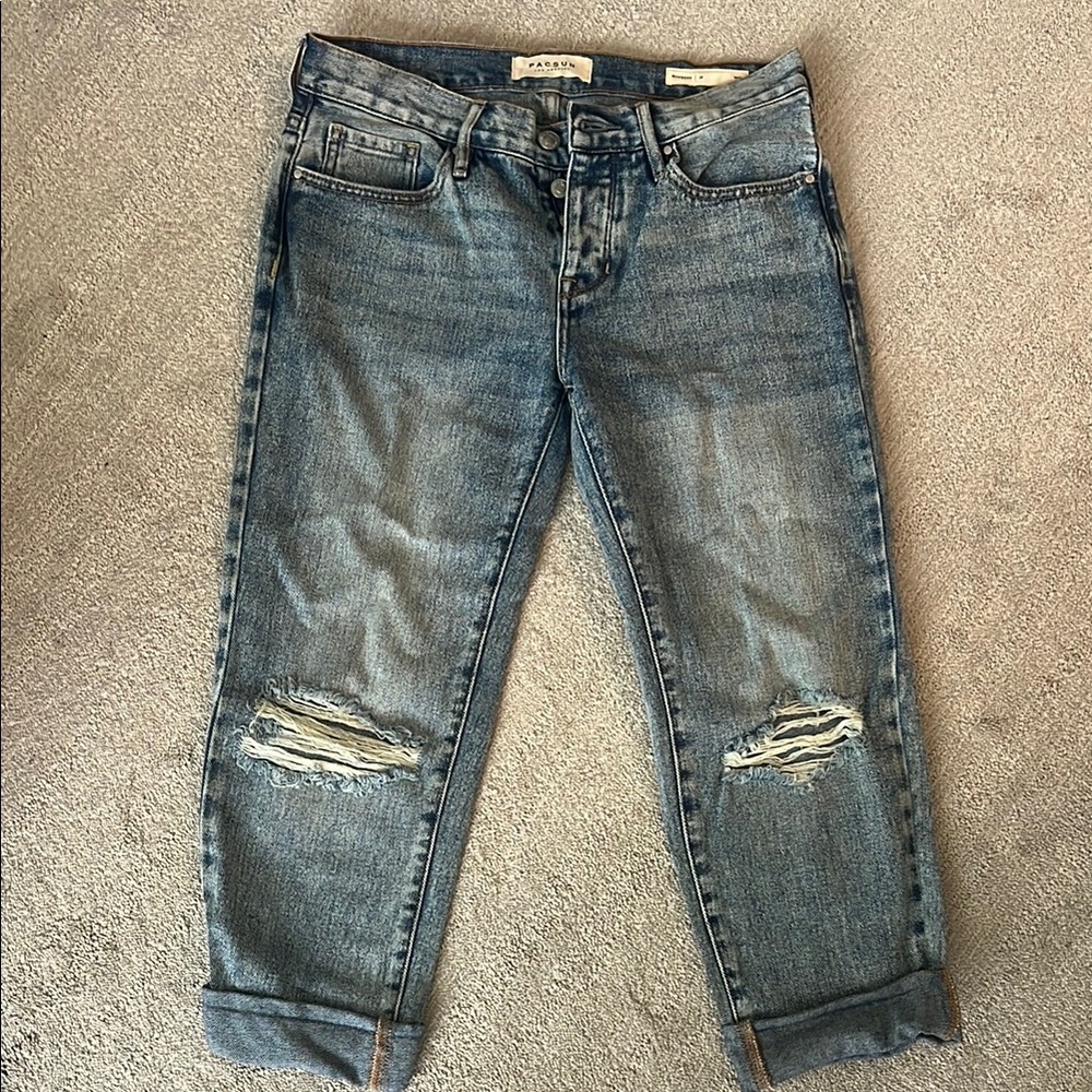 PacSun Medium-Wash Boyfriend Jeans with Distressed Details